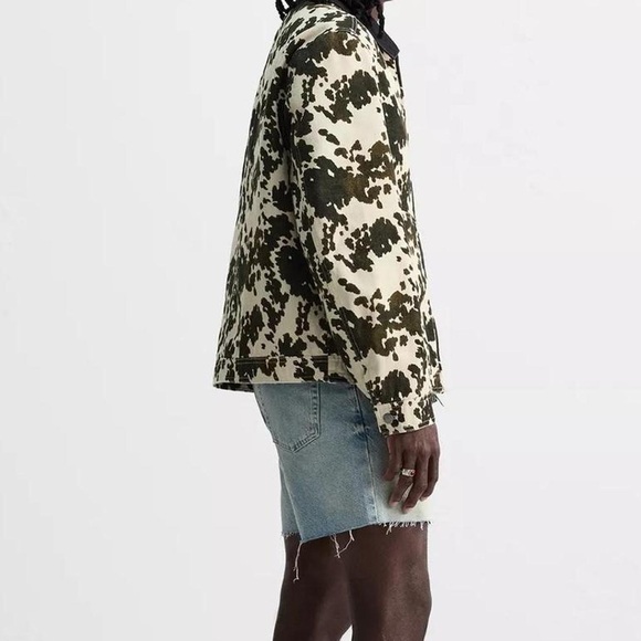 NWT Zara Cow Print Collared Barn Chore Jacket in Cream/Brown - L - Picture 7 of 7